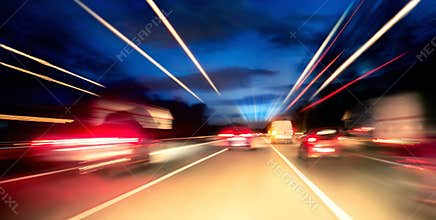 Driving on the highway at night