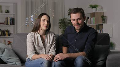 Woman flirting successfully with a boy in a first date