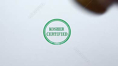 Kosher Certified seal stamped on blank paper background, food quality control