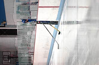 Entering ice hockey rink