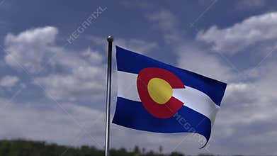 Waving Colorado flag created in graphics animation