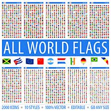 All World Flags - Set of Different Styles. Vector Flat Icons