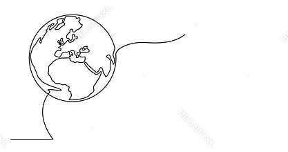 Self drawing line animation of planet earth and tree leaf