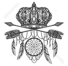 Crown king and queen and arrow cross elegant drawing art. Black color in white background