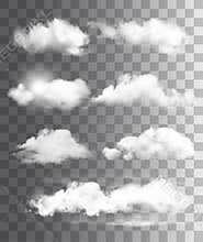 Set of transparent different clouds. Vector.
