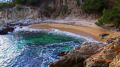 Beautiful coastal bay Costa Brava in Spain in 4K