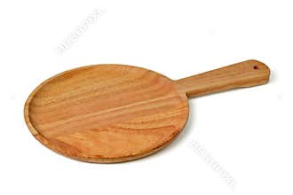 Round Pizza or Cheese board from side isolated on a white background