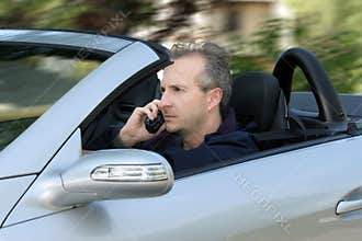 Man driving a car