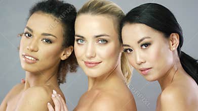 Wonderful women posing in studio