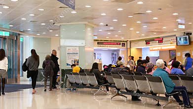 Motion of patient waiting for picking their medicine inside hospital