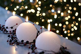 Christmas Candles White Lights Flame