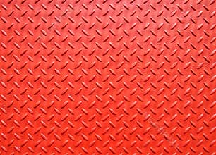 Red painted industrial metal plate industrial diamond pattern grip texture