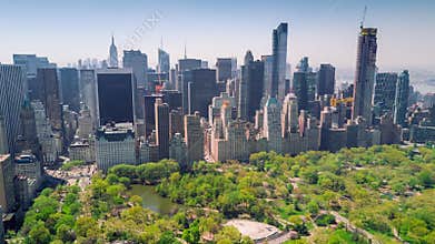 Aerial view of Central Park, Upper East and West Side Manhattan and Midtown Manhattan, New York, USA