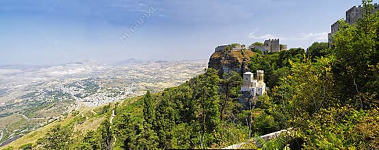 The panoramic view of three ancient fortresses of Erice