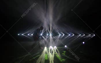 Particles projection and music performance during Sonar festival in Barcelona