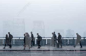 Blur - Commuters in generic city.