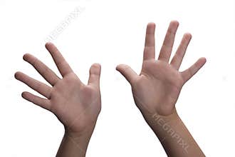 A pair of hands with fingers open