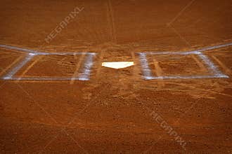 Baseball Homeplate Batter Box Chalk Line Brown Clay Dirt