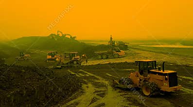 Construction site with heavy equipment