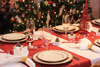 Christmas dinner table