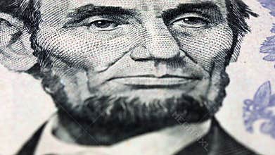 Lincoln US president portrait dollar bill rotating