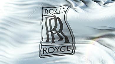 ROLLS ROYCE flag waving on sun. Seamless loop with highly detailed fabric texture