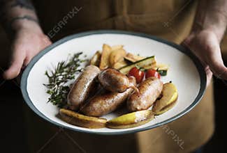 Sausages on a plate food photography idea