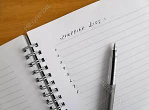 Shopping list and pen