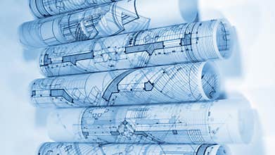 Blueprints - rolls of architectural drawings