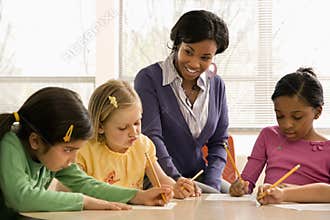 Teacher Helping Students