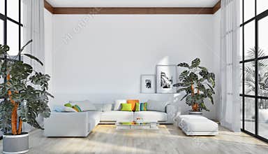 large luxury modern bright interiors apartment Living room illus