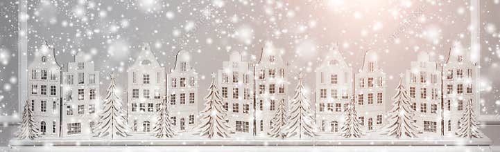 Christmas background of paper decorations. Xmas and Happy New Year composition.