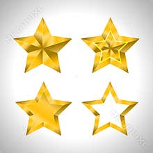 Star realistic metallic golden isolated yellow 3D