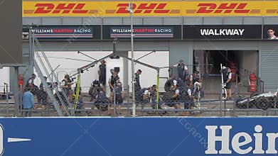 Milan, Italy - September 15, 2018: Mechanics change tires