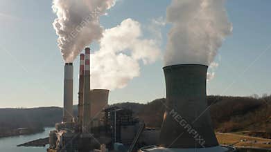 Static Fort Martin power station on the banks of the Monongahela river