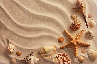 Sea shells with sand