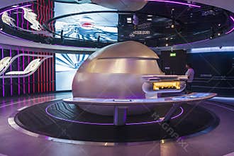 Dubai, UAE - 11.18.2021 - Opportunity district of EXPO 2020. Inside of a DP world pavilion. Event