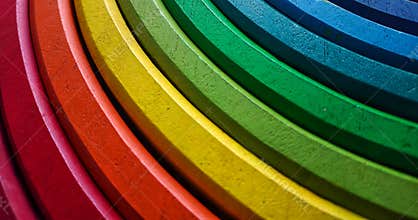 Close-up and details of wooden rainbow toys