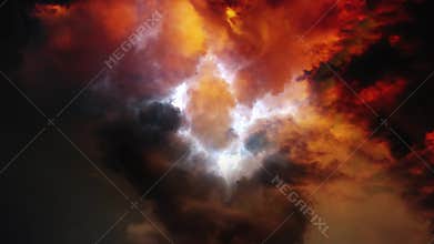 Dark clouds and thunderstorms above the sky