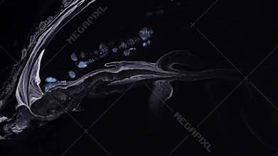 Fluid art painting footage, trendy acrylic texture with flowing effect. Liquid paint mixing artwork with splash and