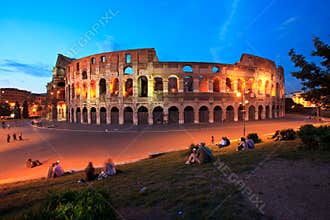 The Colosseum in Rome by night (at twilight)