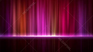 Abstract Red Sweet Shiny Flare Stage With Colorful Up-lights Behind And Light Floor Reflection