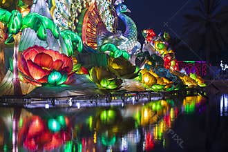 Dubai,UAE - 05.11.2021 - Illuminated installations at Dubai garden glow. Outdoors