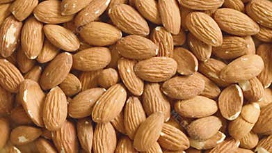 Shelled almonds close up