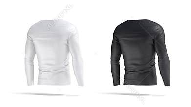 Blank black and white longsleeve t-shirt mockup, looped rotation