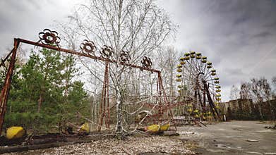 Chernobyl exclusion zone. Pripyat abandoned city.