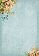 Sweet Shabby Chic frame with flowers and butterfly