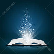 Text idea on open white book