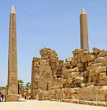 August 11, 2021. Luxor, Egypt. Colossal obelisks of the Temple of Amun-Ra in Luxor.