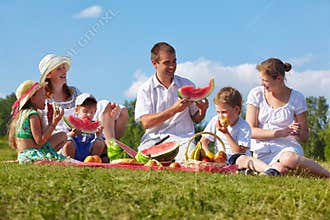 Family picnic in park